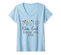 Femme Dear Lord Thank You God Quote Jesus Bible Verse Christian T-Shirt avec Col en V