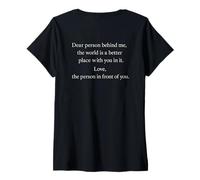 Femme Dear Person Behind Me Positive Minimaliste Typographie Amour T-Shirt avec Col en V