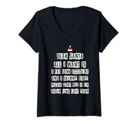 Femme Dear Santa All I Want is Fat Compte bancaire Skinny Body Wish T-Shirt avec Col en V