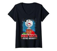 Femme Dear Santa Define Naughty Irish Wolfhound Dog Christmas T-Shirt avec Col en V
