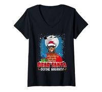 Femme Dear Santa Define Naughty Rottweiler Dog Funny Christmas T-Shirt avec Col en V