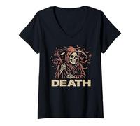 Femme Death Grim Reaper The Angel of Death Soul Collector Assorti T-Shirt avec Col en V