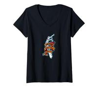 Femme Death Has No Favorite Squelette du Majeur T-Shirt avec Col en V