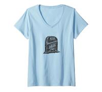 Femme Death of Democracy 2025 Protestation politique Résister Tombstone T-Shirt avec Col en V