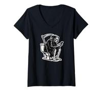 Femme Death on The Throne Doom Scrolling The Internet T-Shirt avec Col en V