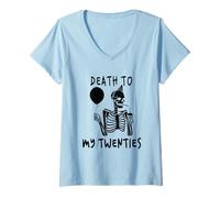 Femme Death To My Twenties Funny R.I.P 20s, 30th Birthday Squelette T-Shirt avec Col en V