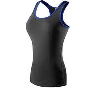Femme Débardeur de Compression sans Manches T-Shirt de Sport pour Running Fitness Yoga Noir Bleu L