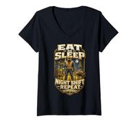 Femme Débardeur Eat Not Sleep Night Shift T-Shirt avec Col en V