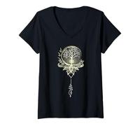 Femme Débardeur Mandala Spirituel T-Shirt avec Col en V