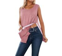 Femme Débardeur T-Shirt Débardeur Dos Nu sans Manche Lâches Haut Casual Ample Chemise sans Bretelle Haut Crochet Top Ete Fluide Ample Sexy Crop Tank Tops Chic Col Rond T-Shirt #1