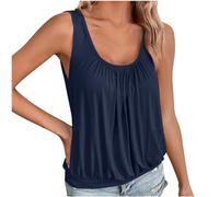Femme Débardeur T-Shirt Sport sans Manche Col Rond Haut D'été Ample Mode Tank Tops Pas Cher Casual Top D’entraînement Port Quotidien Grande Taille Couleur Unie Camisole Décontractée Respirant