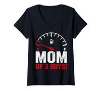 Femme Débardeur Vide Mom of 3 Boys T-Shirt avec Col en V
