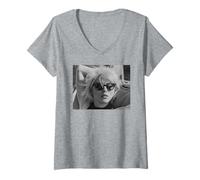 Femme Debbie Harry Blondie Call Me Singer par Allan Ballard T-Shirt avec Col en V