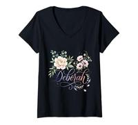 Femme Deborah Flower T-Shirt avec Col en V
