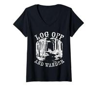 Femme Débranchez la randonnée, Le Camping, déconnectez-Vous et promenez-Vous T-Shirt avec Col en V