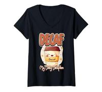Femme Décaféiné My Daily Deception Funny Coffee Lover T-Shirt avec Col en V