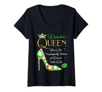 Femme December Queen Born to Be Proud of Who I Am Fête d'anniversaire T-Shirt avec Col en V