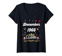 Femme Décembre 1966 Reine Depuis Décembre 1966 Anniversaire Fille Femme T-Shirt avec Col en V