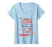 Femme Décembre 1991 Anniversaire This Queen Was Born in December 1991 T-Shirt avec Col en V