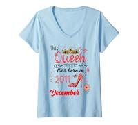 Femme Décembre 2011 Anniversaire This Queen Was Born in December 2011 T-Shirt avec Col en V