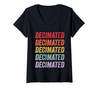 Femme Décimé T-Shirt avec Col en V