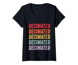 Femme Décimé T-Shirt avec Col en V