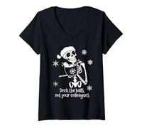 Femme Deck The Halls Not Your Colleagues Funny Coworker Christmas T-Shirt avec Col en V