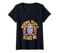 Femme Déclaration Amusante des Gens normaux Scare Me Dictons drôles T-Shirt avec Col en V