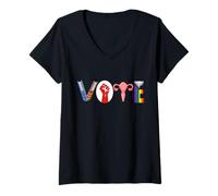 Femme Déclaration De Pro-Choix Et De Solidarité LGBTQ Féministes T-Shirt avec Col en V