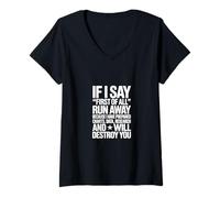 Femme Déclaration « If I Say First of All Data Humour » T-Shirt avec Col en V