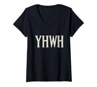 Femme Déclaration minimaliste du nom sacré YHWH T-Shirt avec Col en V