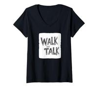 Femme Déclaration Nice Walk That Talk T-Shirt avec Col en V