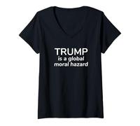 Femme Déclaration Politique audacieuse du Danger Moral Mondial T-Shirt avec Col en V