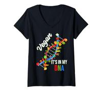 Femme Déclaration Végétalienne! ADN Végétalien Plein D'amour Pour T-Shirt avec Col en V