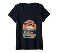 Femme Déconnecter pour se reconnecter T-Shirt avec Col en V