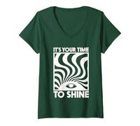 Femme Décontracté pour Les Femmes, C'est Votre Moment de Briller T-Shirt avec Col en V, Vert Forêt, XL