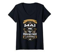 Femme Décorations Vintage pour 40e Anniversaire Mai 1986 T-Shirt avec Col en V