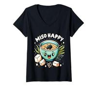 Femme Découvrez Le Monde de la Soupe Miso et des sushis T-Shirt avec Col en V