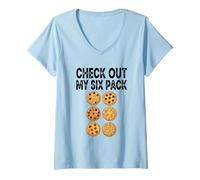 Femme Découvrez Mon Lot de 6 Biscuits T-Shirt avec Col en V