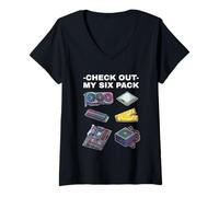 Femme Découvrez Mon Pack de Six - Pièces PC Gamer Hardware Humour T-Shirt avec Col en V