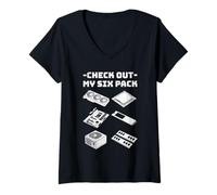 Femme Découvrez Mon Pack de Six - Pièces PC Gamer Hardware Humour T-Shirt avec Col en V
