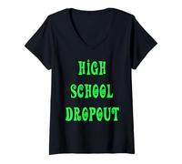 Femme Décrochage Scolaire secondaire T-Shirt avec Col en V
