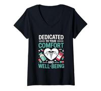 Femme Dédié à votre confort et à votre bien-être en médecine interne T-Shirt avec Col en V