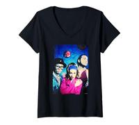 Femme Deee-Lite Groove is in The Heart Band Portrait par AJ Barratt T-Shirt avec Col en V