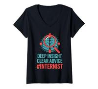 Femme Deep Insight Clear Advice Interniste en médecine interne T-Shirt avec Col en V