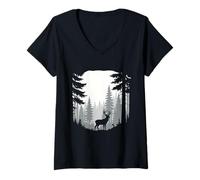 Femme Deer Forest - Buck Hunting Lover Big Game Hunter T-Shirt avec Col en V