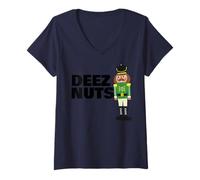 Femme Deez Nuts Funny Christmas Nutcracker Deez Nuts T-Shirt avec Col en V