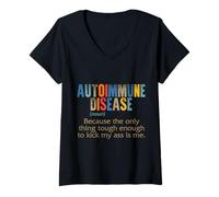 Femme Définition de la Sensibilisation aux Maladies Auto-immunes Suffisamment Tough Warrior T-Shirt avec Col en V