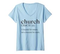 Femme Définition de l'Église Un hôpital pour pécheurs n'est Pas Un musée T-Shirt avec Col en V