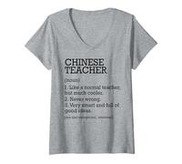 Femme Définition de l'emploi de Professeur Chinois personnalisée drôle T-Shirt avec Col en V